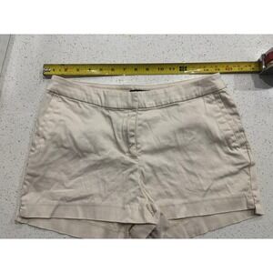 H&M Womens Beige Chino Shorts Size 8 Stretch Cotton Flat Front Casual Summer